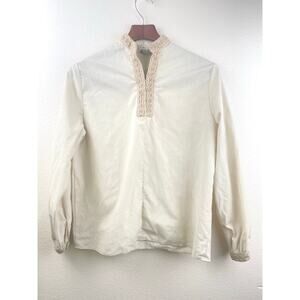 Vintage Womens Blouse Sz S Peasant Linen Cottage Renaissance Prairie Boho Hippie